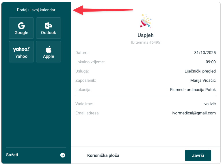 Dodavanje u kalendar